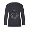 thumbnail image 4 of Feancey Halloween Graphic Tees for Women Long Sleeve V Neck T-Shirts Funny Cute Ghost Printed Tunic Tops Holiday Casual Pullover Shirts Black XL, 4 of 5