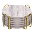 thumbnail image 1 of Posavasos Unique Bargains con Soporte 6uds corcho cerámica gris, 1 of 6
