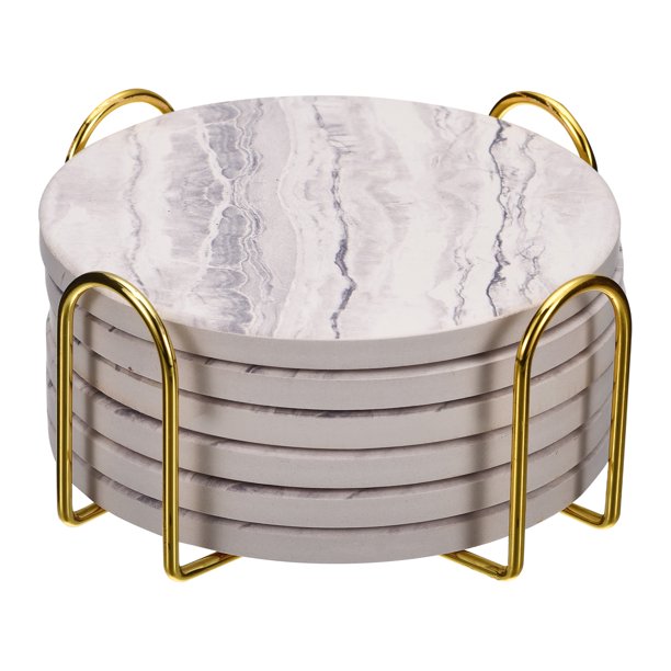 Posavasos Unique Bargains con Soporte 6uds corcho cerámica gris