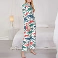 thumbnail image 4 of Kll Colorful Shark Print Women'S Long Sleeve Pajamas With Pants Sleepwear Loungewear 2 Set-Large, 4 of 9