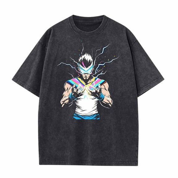 JXMVOJ Men's Polyester Short Sleeve T-Shirt - Fashionable Comfortable Lightweight Personalized Batik Washed Top for Spring Summer Casual, Daily, Party & Work