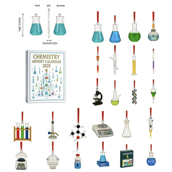 CHOII Chemical Tools Advent Calendar 2025,24 Days Christmas Advent Calendar with Cute Hanging Ornaments,Holiday Gift,Funny Countdown to Christmas Holiday Gift Tree Decorations