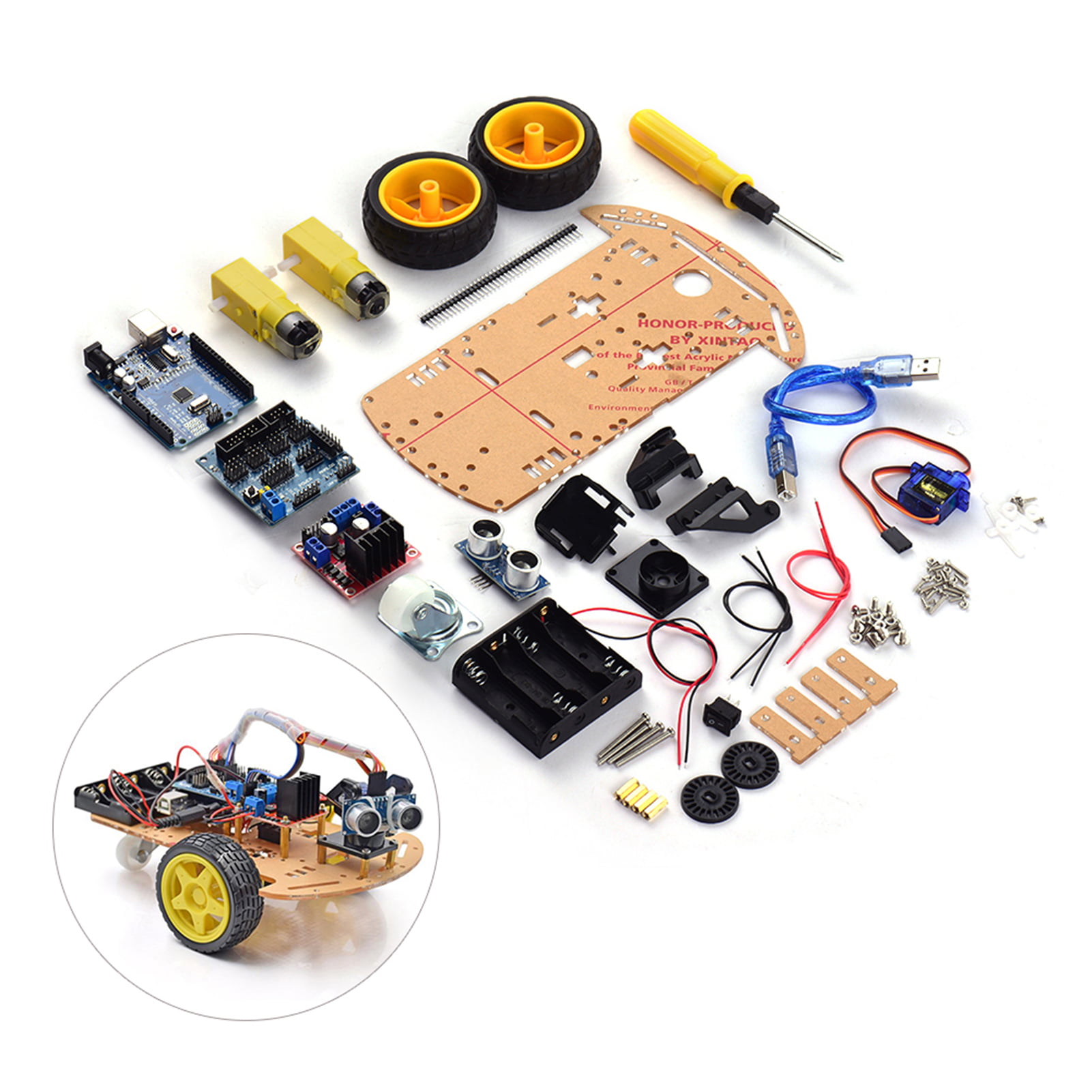 DIY 4WD Smart Tracking Robot Car Electronic Kit With Reduction Motor Set NEW 