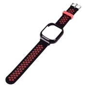 NFTIGB Replacement Watch Band with Case for Honor Watch 4, Premium Silicone PC Dual-Color Multi Holes Adjustable Protective Wristband Cover, Black Red