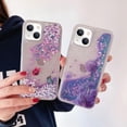 thumbnail image 4 of Compatible with iPhone 15 Glitter Case Bling Sparkle Luxury Liquid Floating Quicksand Case Women Girls Slim Soft TPU Cute Flower Protective Transparent Cover, Dandelion, 4 of 11