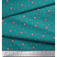 thumbnail image 3 of Soimoi Green Modal Satin Fabric Red & Blue Star Print Fabric by Yard 42 Inch Wide, 3 of 3