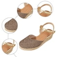 thumbnail image 6 of Espadrilles for Women Woven Closed Toe Wedge Sandals Vintage Footbed Ankle Strap Slingback Heels Breathable Summer Dress Shoes Brown Size 6, 6 of 6