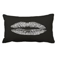 thumbnail image 1 of RYLABLUE Retro Black Gray Silver Glitter Kiss Lips Makeup Sparkly Polyester 20 x 30 Inch Rectangle Throw Pillow Covers With Hidden Zipper Home Sofa Cushion Decorative Pillowcases, 1 of 1