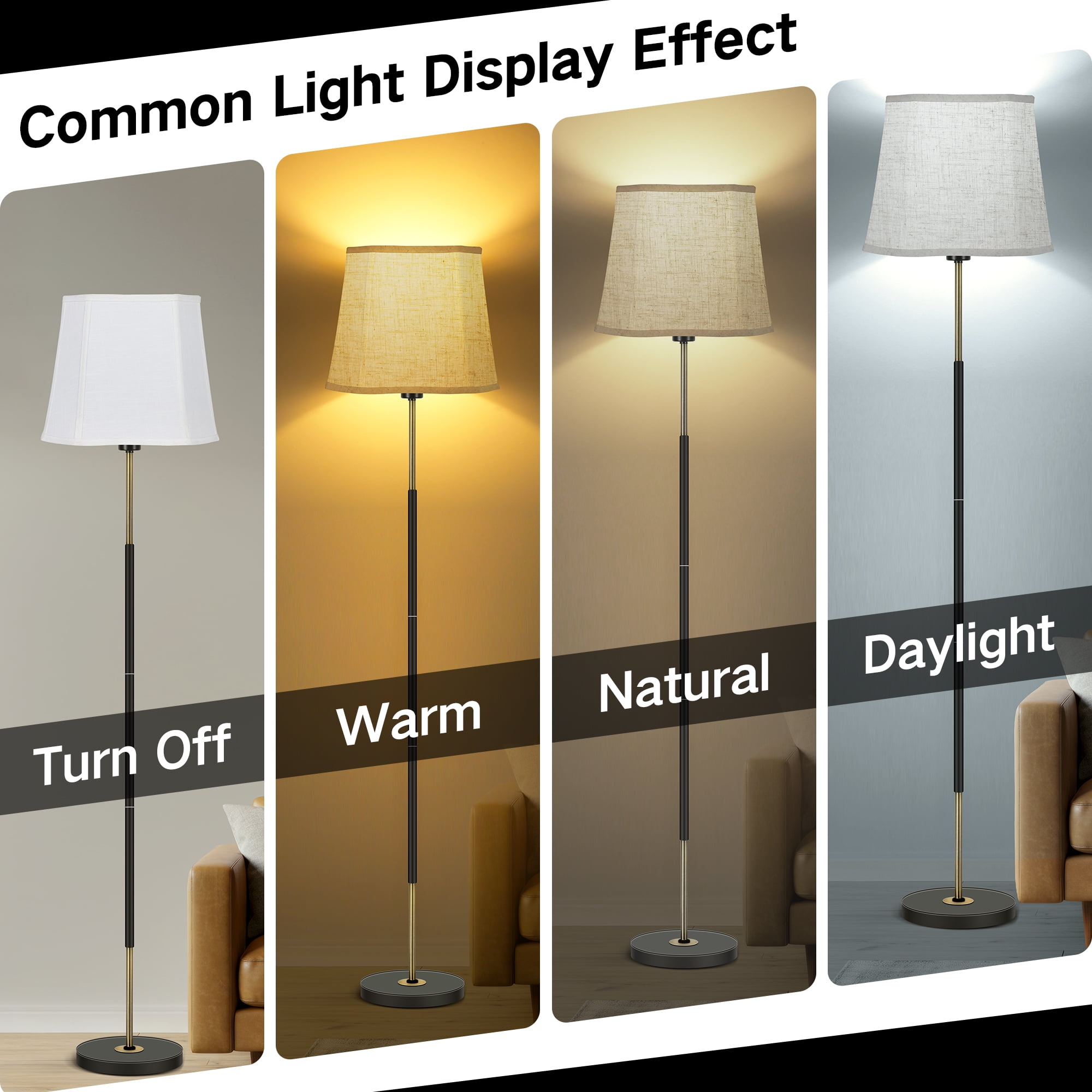 OUTON White Lamp Shades for Floor Lamps, Replacement Linen Lampshades for Table Lamps & Bedside Lamps, 10" Top x 13" Bottom x 10.25" High, Easy to Assemble