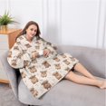 thumbnail image 5 of Oversized Wearable Blanket Hoodie,Beige Highland Cow Dot Pattern Sherpa Blanket Hoodie with Super Pockets,Super Warm Fuzzy Pullover for Women & Men, 5 of 6