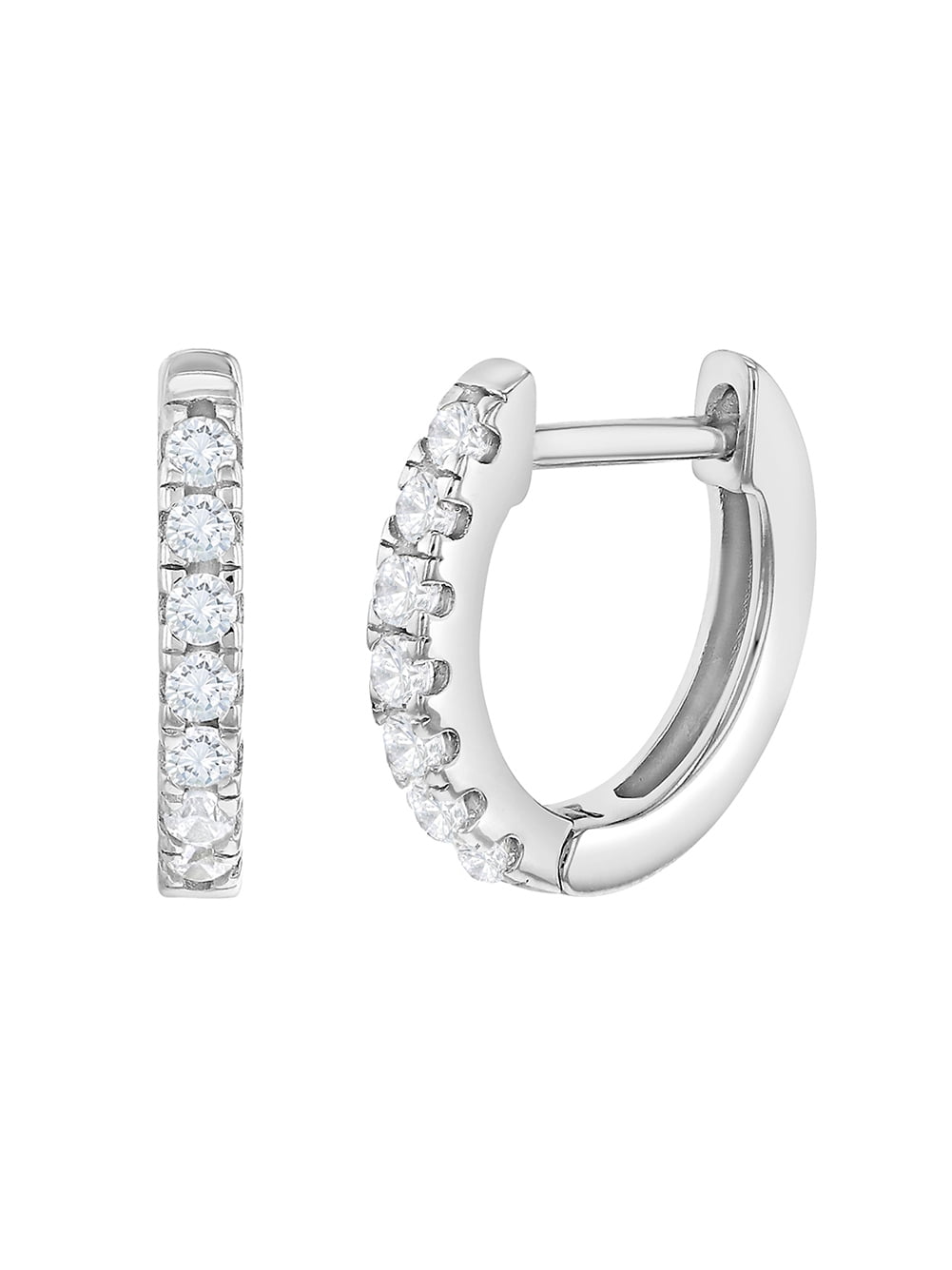 Small Multi CZ 9mm Kids Girls Earrings Hoop Safety Latch - Sterling Silver