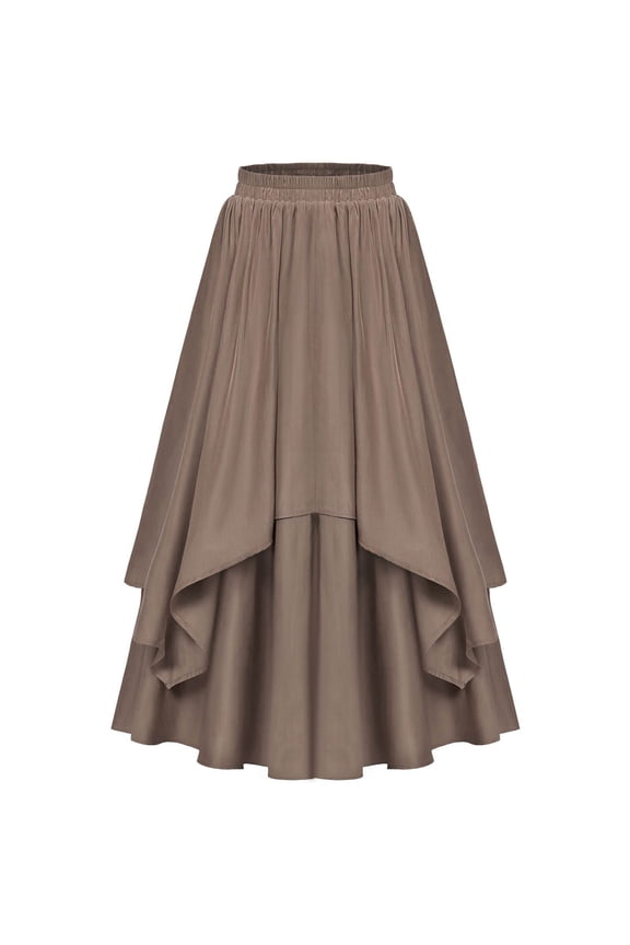 Women Steampunk Victorian Skirt Renaissance Gothic Ruffled Pirate Skirts Vintage Elastic Waist Pleated Skirt