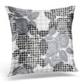 thumbnail image 1 of BOSDECO White Flower Hounds Tooth with Roses Black Mod Pillowcase Pillow Cover Cushion Case 16x16 inch, 1 of 1