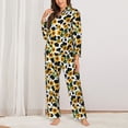thumbnail image 6 of Rateoe Cute Cow Print Sunflower C Pattern Womens Pajamas Set Long Sleeve Sleepwear Button Down Nightwear Soft Cotton Pj Lounge Sets, 6 of 9