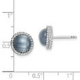 thumbnail image 2 of Primal Silver Sterling Silver Rhodium-plated Lab Created Grey Cat's Eye Post Earrings, 2 of 4