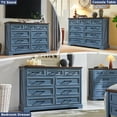 thumbnail image 5 of ACCOHOHO Farmhouse 9 Drawers Dresser, Rustic Wood Dresser Chest of Drawers for Bedroom，TV Stand with Large Drawers for Living Room，Blue, 5 of 6