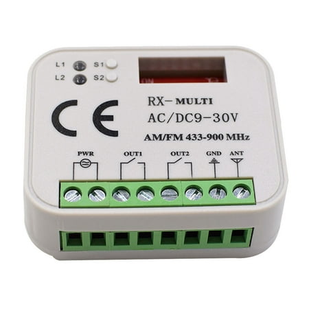 

Garage Door Remote Control Receiver 2Channel Controller Switch for 433 868 MHz Transmitter Multi Frequency 300-900MHz