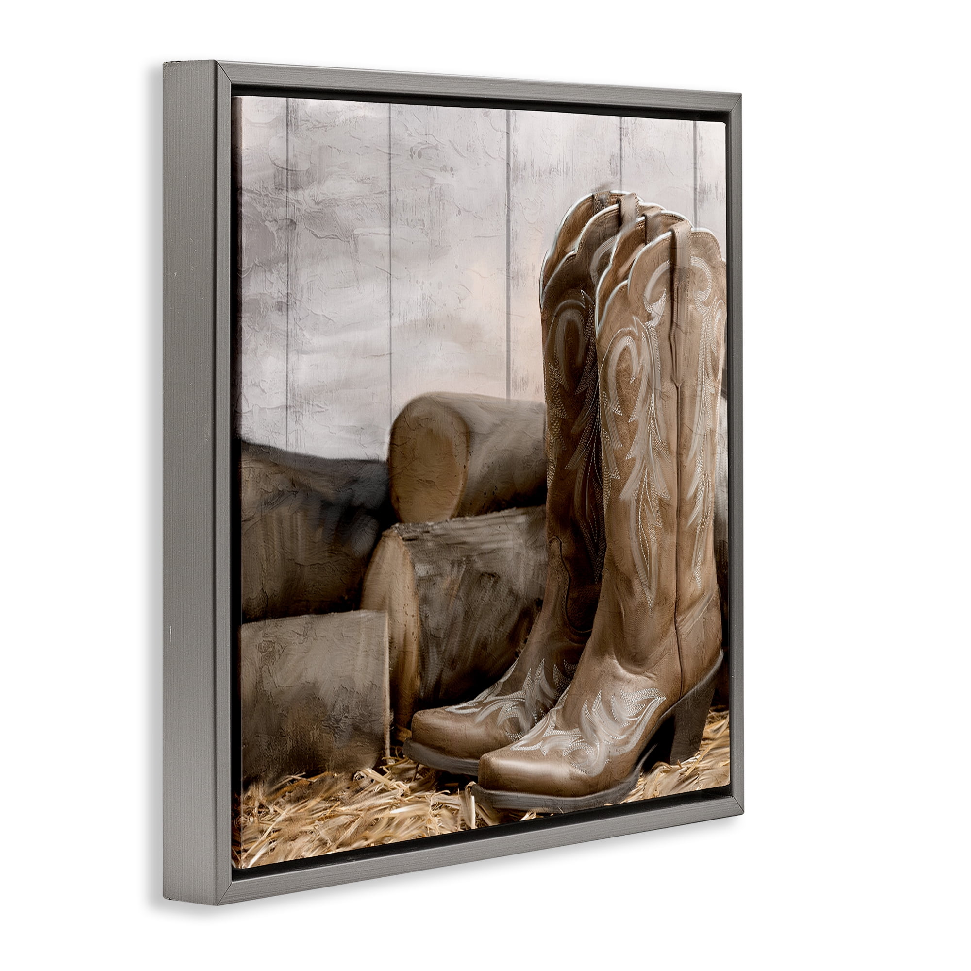 Stupell Industries Kick Off Your Boots Gray Framed Floater Canvas Wall Art, design by Kim Allen