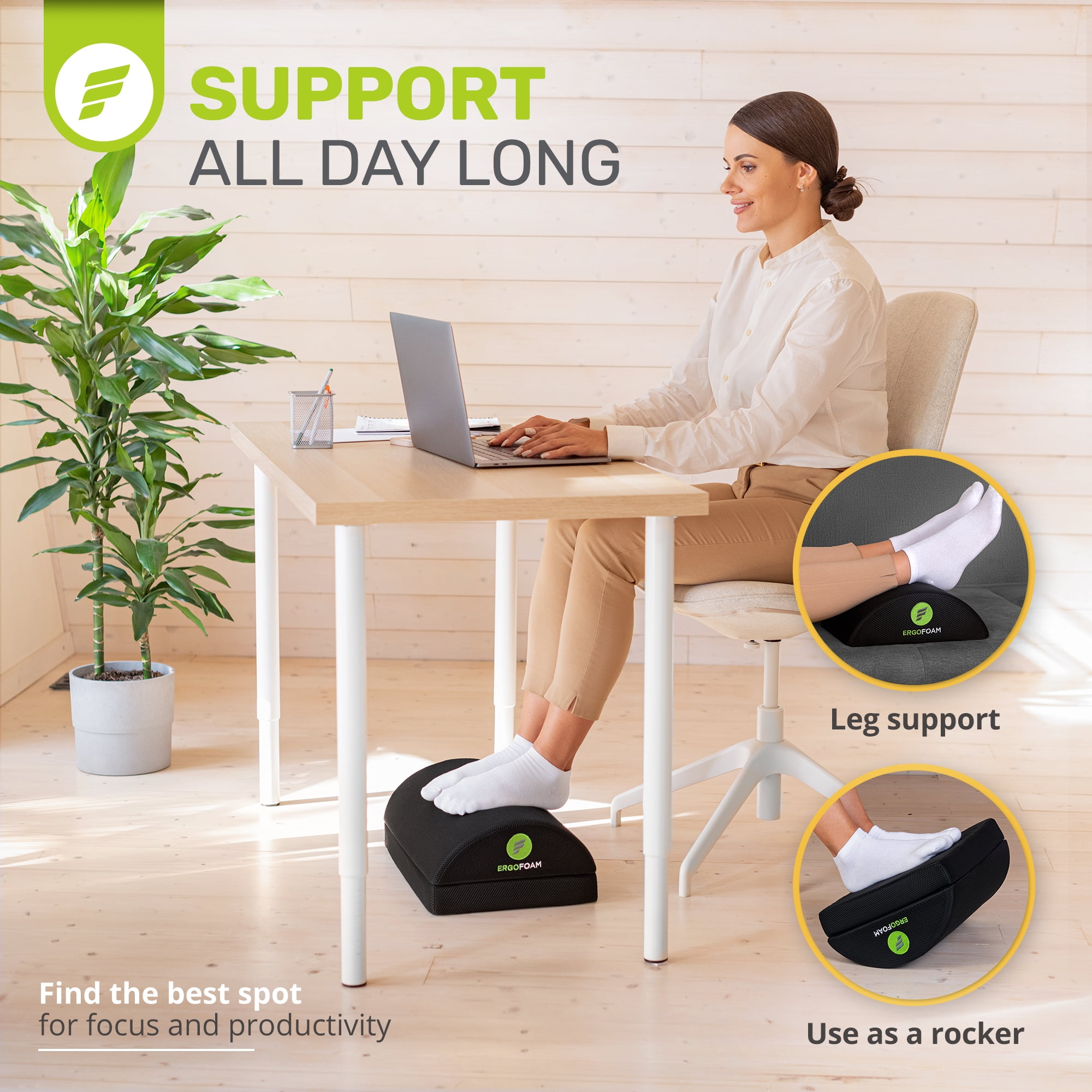 Foot Rest for Under Desk at Work, Ergonomic Foot Stool with 2 Adjustable  Heights for Office, Work, Car, Gaming, Computer, Soft Foot Cushion with Memory  Foam, Washable Velvet Cover, Non Slip 
