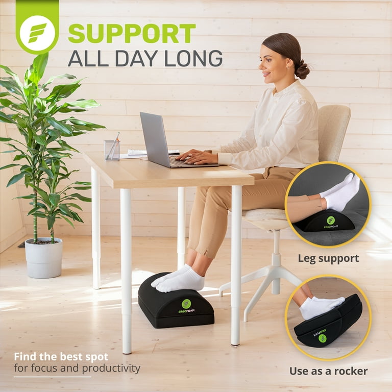 ErgoFoam Foot Rest for Under Desk at Work Chiropractor-Endorsed, 2in1  Adjustable Premium Under Desk Footrest Ergonomic Desk Foot Rest with  High-Density, Compression-Resistant Velvet Soft Foam (Black) 