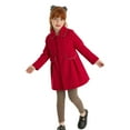 thumbnail image 3 of LittleSpring Winter Coat for Girls 10-12 Peacoat Buttons Faux Wool Dress Coat Midweight Casual Solid Red, 3 of 7