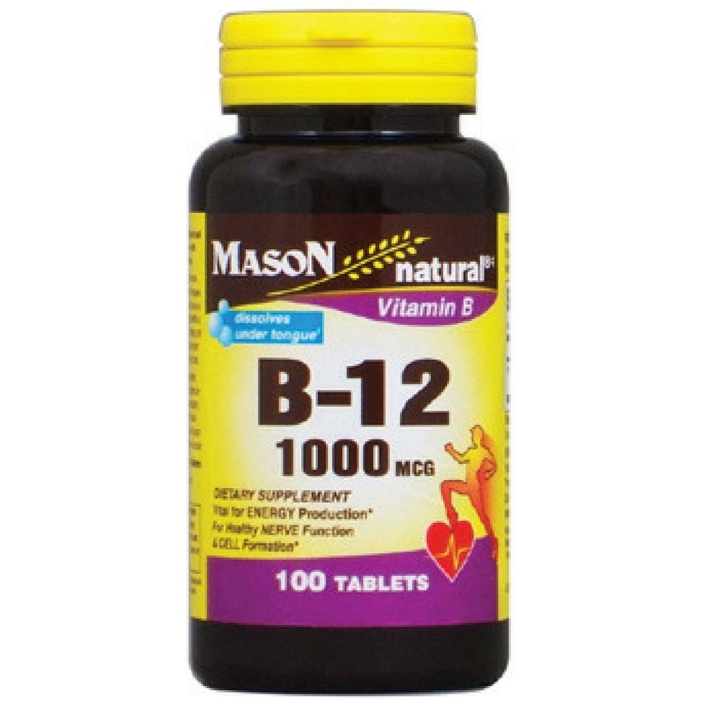 Mason Natural Vitamin B12 1000mcg, Dissolves Under Tongue Tablets 100