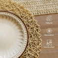 thumbnail image 3 of 12pcs Paper Braided Round Placemats Non-Slip Heat Table Mats for Dining Tables Indoor & Outdoor Place Mats Light Brown, 3 of 10