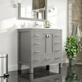 thumbnail image 2 of Eviva Hampton 36" x 18" Gray Transitional Bathroom Vanity with White Carrara Quartz Countertop, 2 of 7