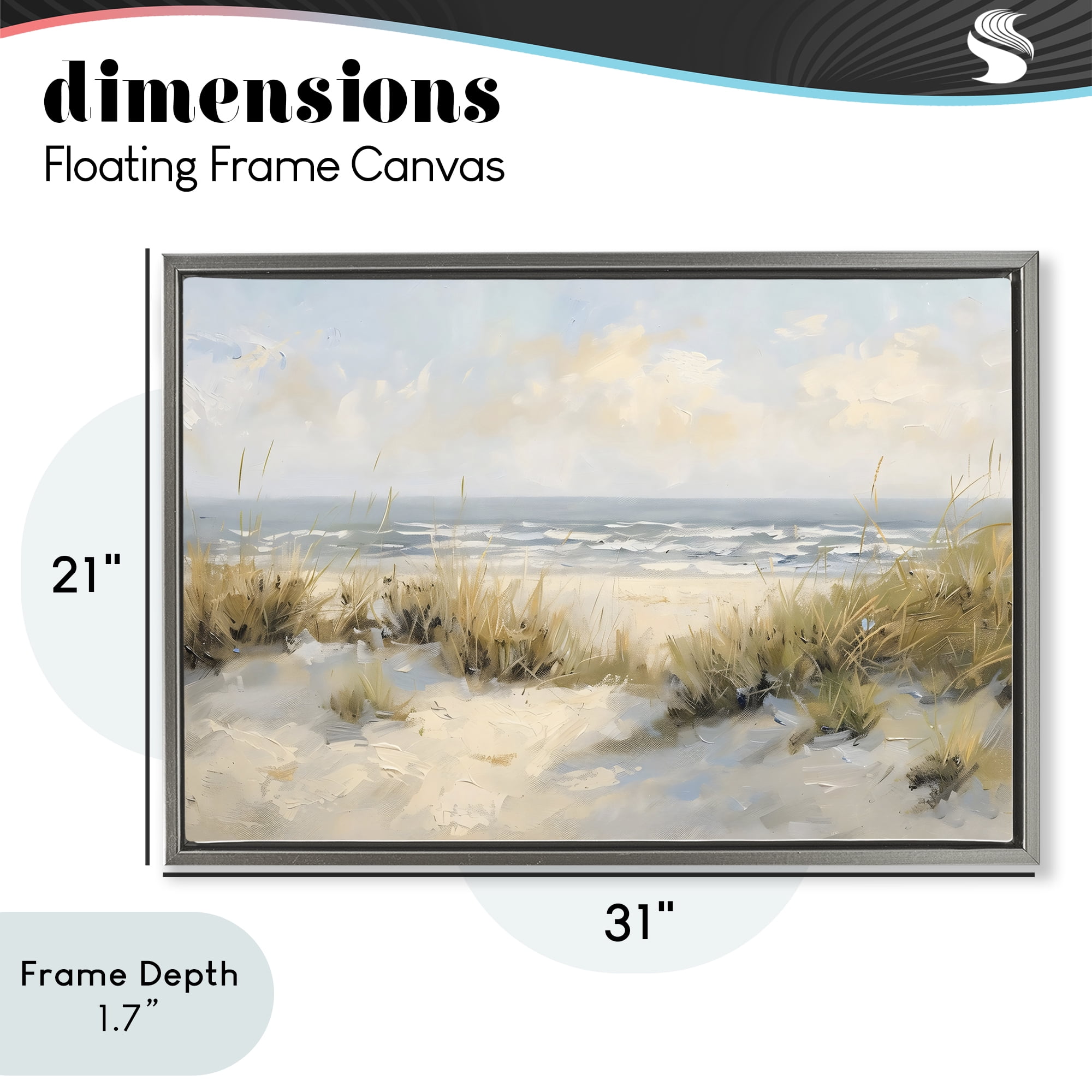 Stupell Industries Coastal Birds Over Dunes Gray Framed Floater Canvas Wall Art, design by Creative Studio