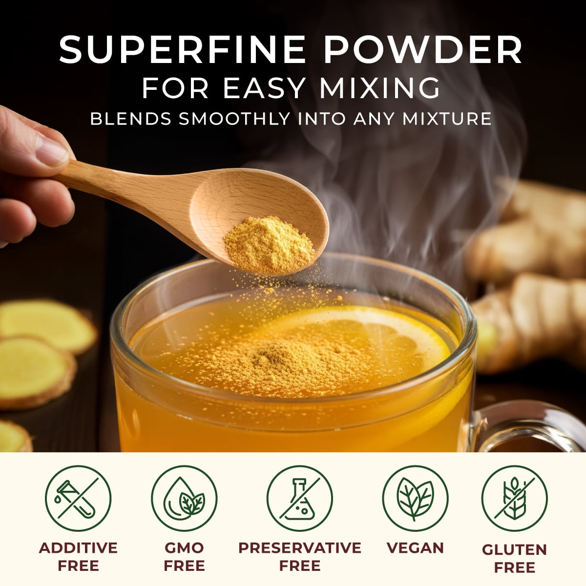 Gya Tea Co Ginger Powder 1.1lb (17.64 Oz) - 100% Real & Robust Ground Ginger, Smooth-Blending For Shots, Teas, Cooking - Antioxidant Rich For Overall Wellness, Digestion Support - Non-GMO