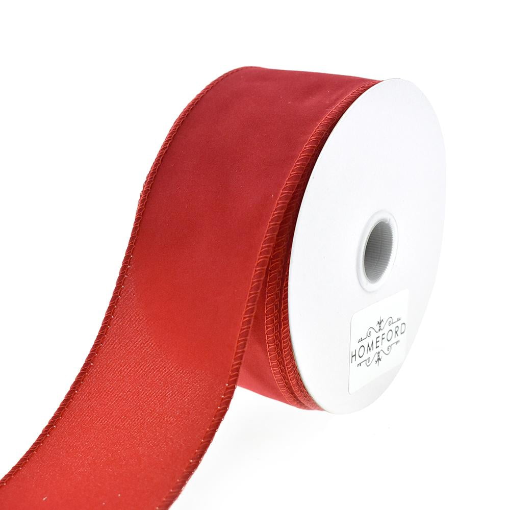 Christmas Velvet Wired Edge Ribbon, Red, 2-1/2-Inch, 25-Yard - Walmart.com