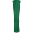 thumbnail image 2 of BLISSFUL STEP Women's Boots Knee High Faux Suede Pointy Toe Stiletto Heel Side Zipper Buckle Boots Green 9.5, 2 of 8