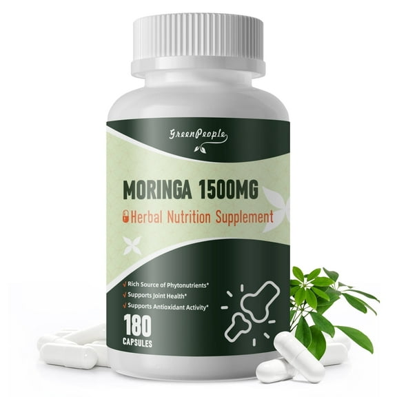 Moringa Pure Capsules, Rich Moringa Powder, Natural Green Moringa Leaf Extract Superfood - Supports Energy, Skin Health, Gut Health, 180pcs
