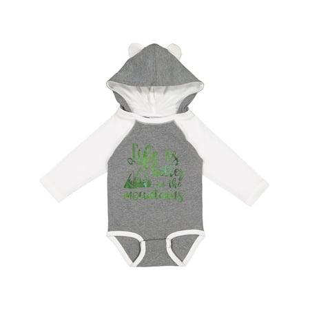 

Inktastic Life s Better Mountains Gift Baby Girl Long Sleeve Bodysuit