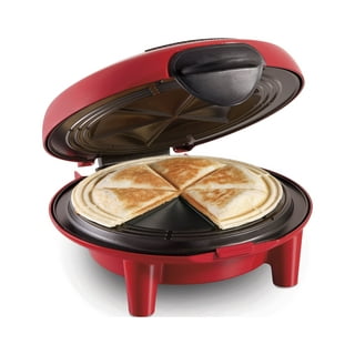 Taco Tuesday 10-Inch 6-Wedge Electric Deluxe Quesadilla Maker with Stuffing  Latch, 10 inch, Red