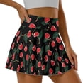 thumbnail image 3 of Uorisango Red Cherry Tennis Golf Skirts High Waisted Running Sports Pickleball Skirt with Shorts Pockets Stretchy Outing Wear for Running Casual Size 2XL, 3 of 7