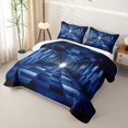 thumbnail image 3 of Castle Fairy Futuristic Cubes Tunnel Twin Quilt Set 2 Pieces,Geometric Block Twin Coverlet Set,Navy Black,1 Bedspread and 1 Pillowcase, 3 of 7