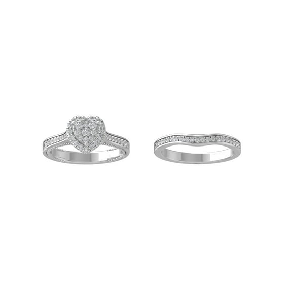 ARAIYA FINE JEWELRY 10K White Gold Round Cluster Diamond Engagement Ring (5/8 cttw, I-J Color, I2-I3 Clarity), Size 5.5