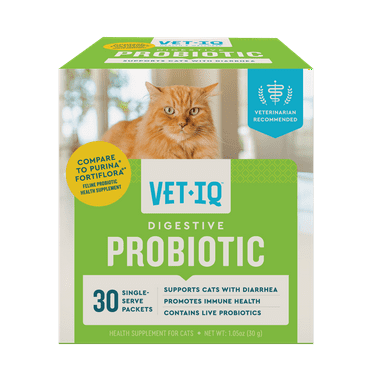 VetIQ Probiotic Cat Powder Supplement for Digestive Health, 30 Packets