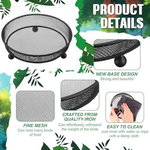 4 Pcs Ground Bird Feeder Tray 7 Inches Platform Bird Feeder for Outside Metal Squirrel Feeders Rust Resistant Mesh Seed Tray Garden Yard Decoration for Outdoor Wild Dove(Round)