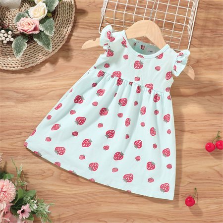 

Toddler Kids Girls Summer Princess Floral Dresses Vacation Beach Frill Sleeve Fly Sleeve Ruffles Dress 0-3Y