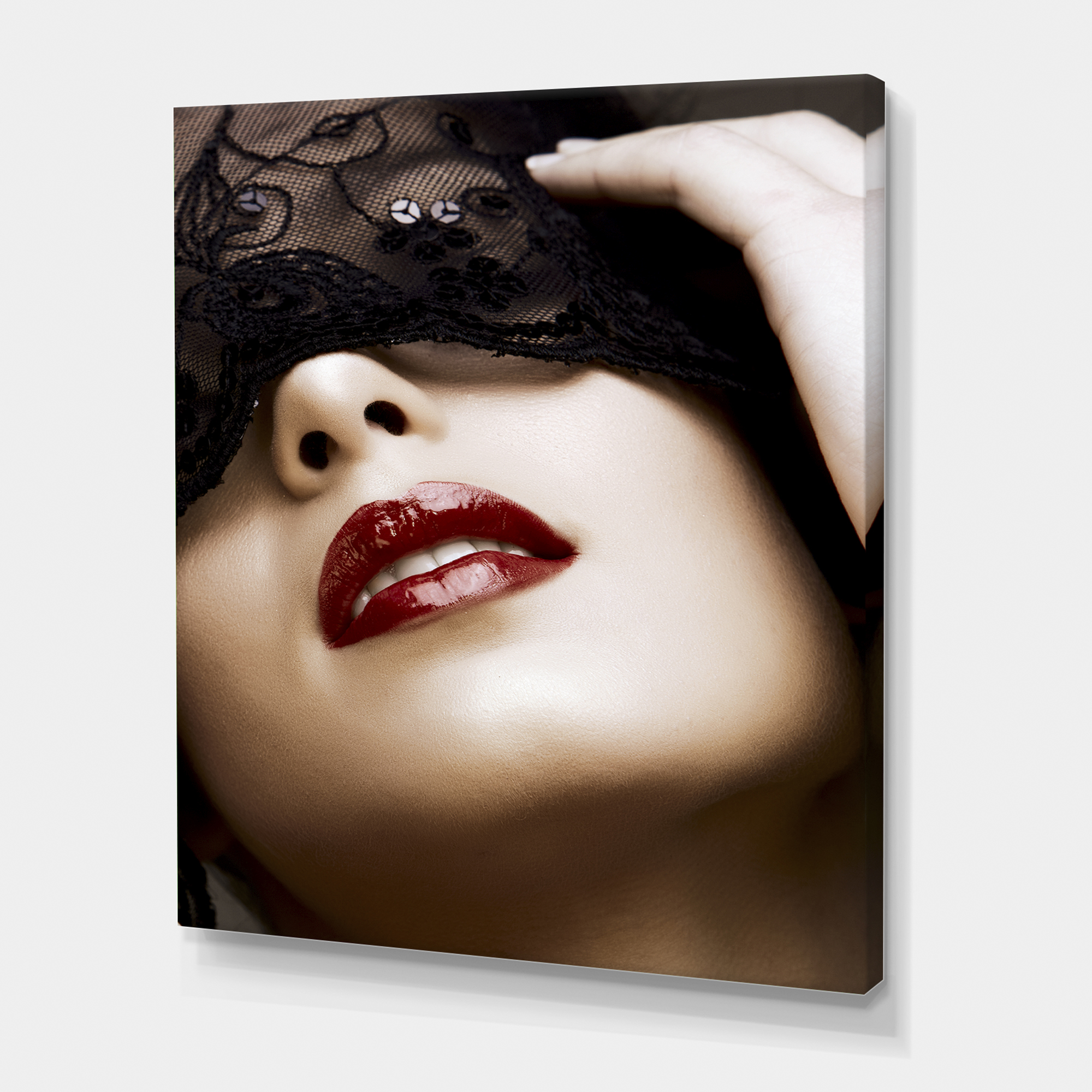 Designart ' Portrait Of Modern Girl With Mask ' Modern Canvas Wall Art Print