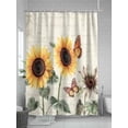 thumbnail image 5 of Yellow Sunflowers Standard Shower Curtain Set, Waterproof Shower Curtains for Bathroom, Floral in Blooms Pastoral Plants Washable Fabric Cloth Bath Curtain for Bathtub with Hooks 72x72 Inches, 5 of 6