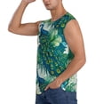 thumbnail image 3 of Goofa Peacock And Flowers Printed Men's Sleeveless T-Shirt - Athletic Gym Workout Tank Top for Men - Moisture-Wicking, UPF 30+ Quick-Dry Muscle Tee-XX-Large, 3 of 8