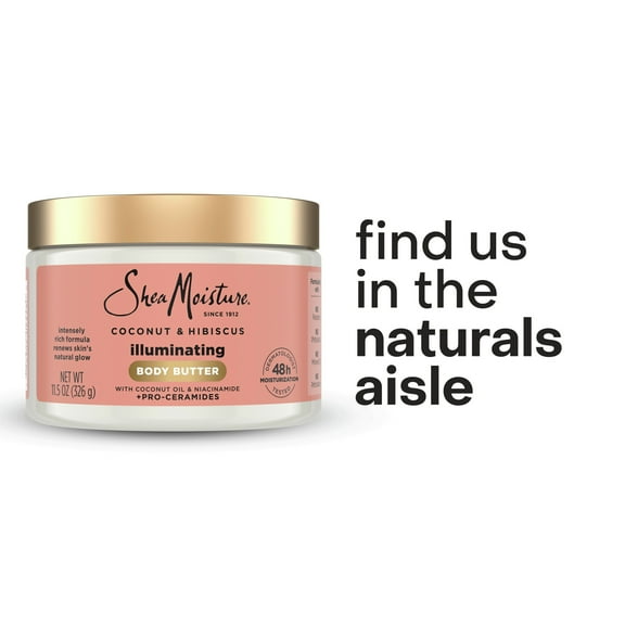 SheaMoisture Illuminating Body Butter Renewing Dry Skin Coconut & Hibiscus Niacinamide, 11.5 oz