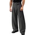 thumbnail image 4 of Dpytoraw Men's Curved Casual Trousers Smart Casual Drape Pants Black M, 4 of 5