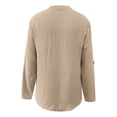 thumbnail image 4 of DuoJiaJ Women Solid Casual Button V Neck Pocket Long Sleeve T Shirt Top Women's Linen Shirts Yellow XL, 4 of 4