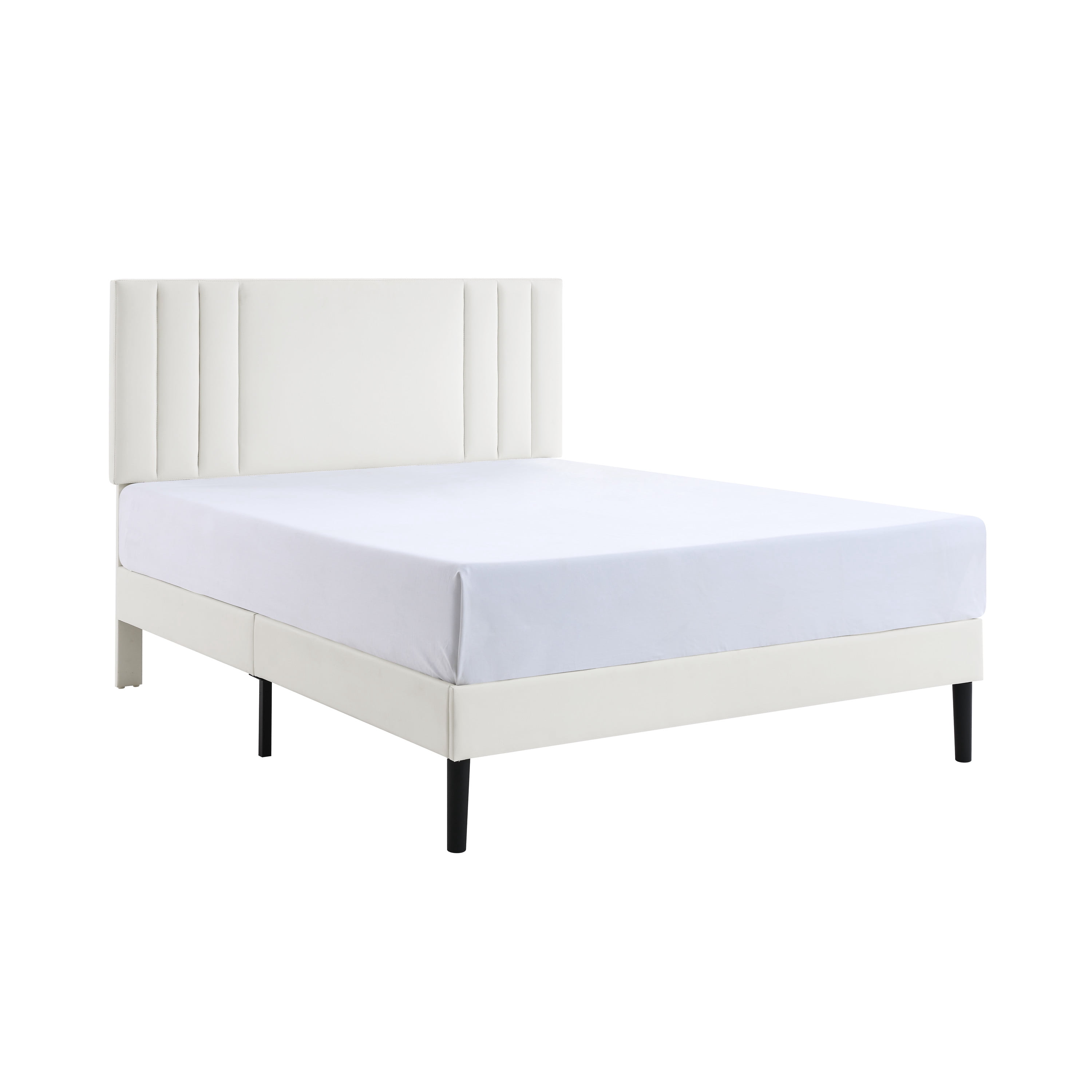 Gewnee Full Size Platform Bed Frame with Adjustable Upholstered Headboard - Sturdy Wood Slats Support,Waterproof PU Leather,Easy Assembly，White