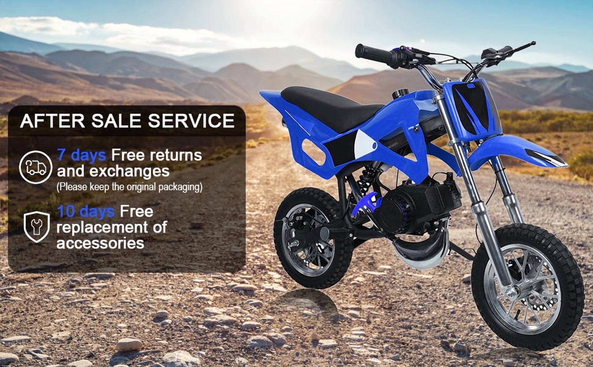 Korogimeeet 49cc 2-Stroke Blue Mini Dirt Bike, Entry Level Off-Road Motorcycle with Throttle Limiter, Front Rear Disc Brakes, Off-Road Tires, 40KM/H, 100kg Capacity, 41 x 22 x 28 Inch