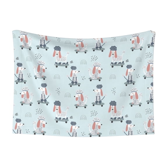 Naloa Poodle Playing Skateboard Dog Blanket, 3 Sizes Cat Blanket for Indoor Cats Large Medium Small Dog Gifts-Small